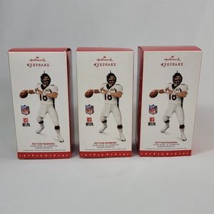 (3) Hallmark 2016 Peyton Manning Super Bowl 50 Champion Denver Bronco Ornament